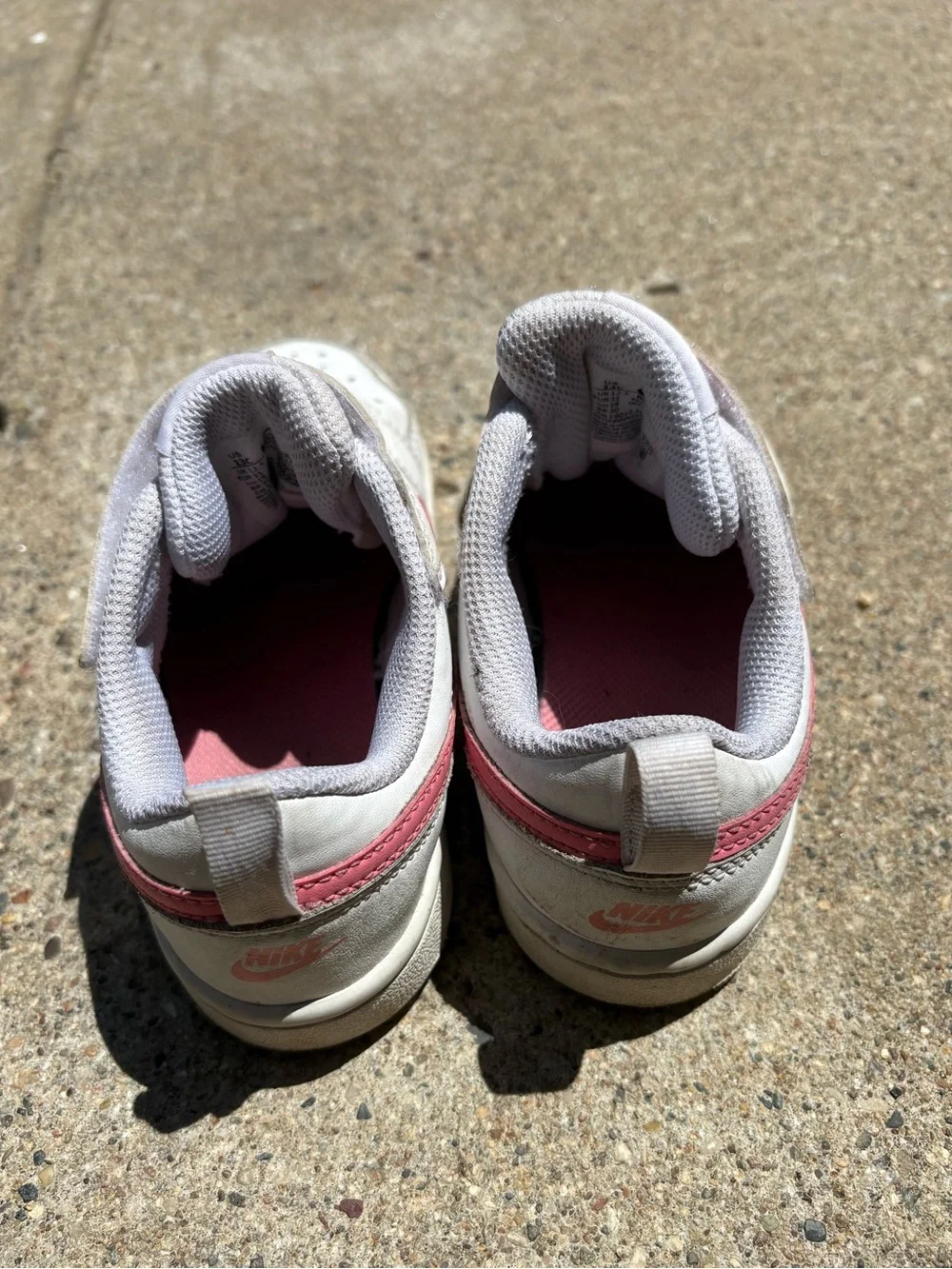 White Nike Sneakers with Pink Swoosh kids size 13C